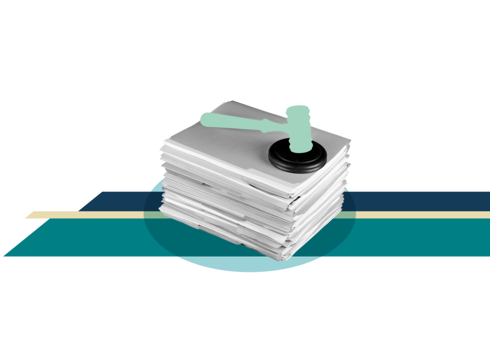 Stack of files illustration over abstract background.