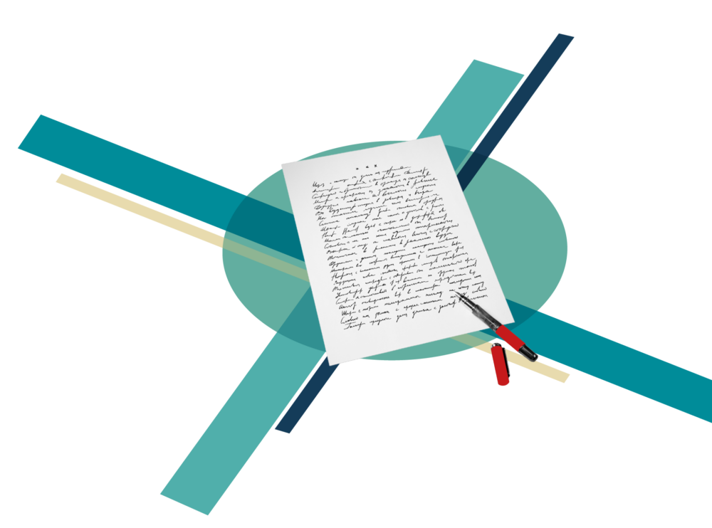 Will letter with pen placed on cross and circle background.